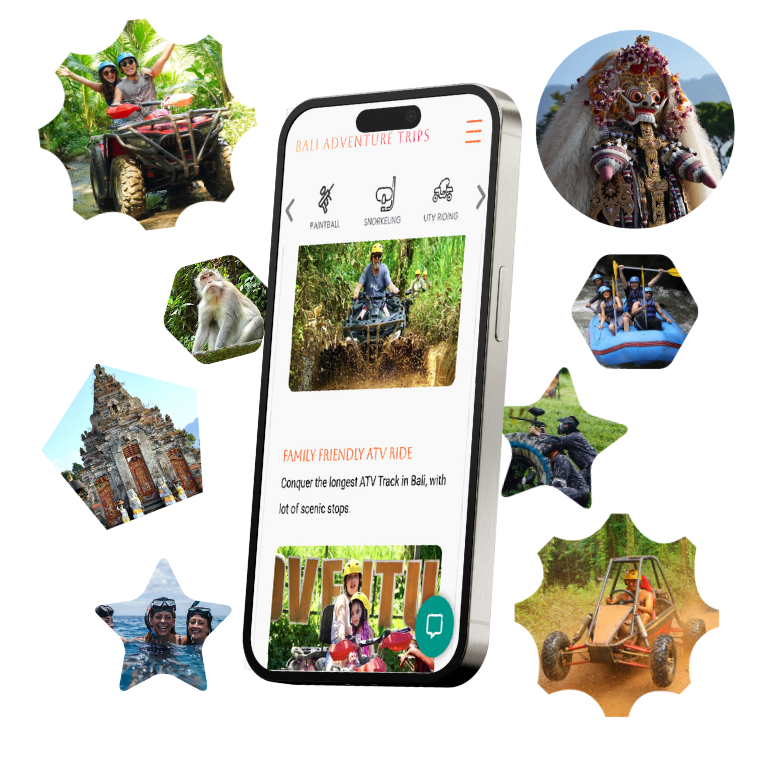 Bali Adventure Trips, wide range and Flexible Activity Choice Like ATV RIDE. UTV RIDE, RAFTING, PAINTBALL, PENIDA TOUR, SNORKELING, MONKEY FOREST IN BALI